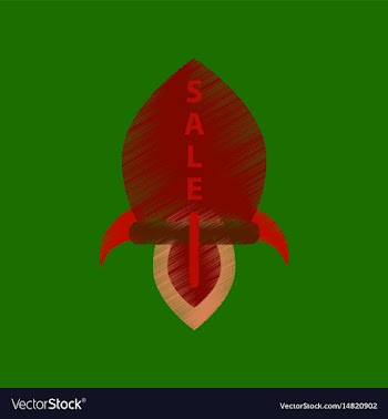 Flat shading style icon sale rocket vector image