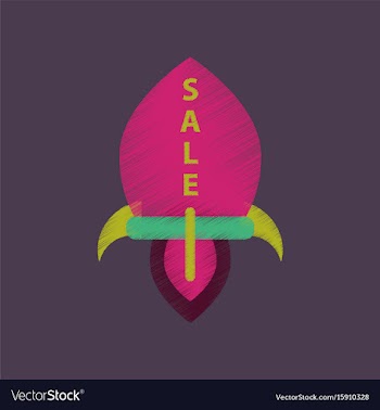 Flat shading style icon sale rocket vector image