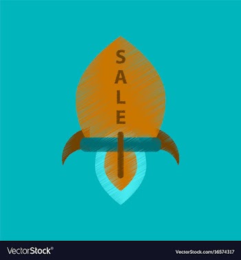 Flat shading style icon sale rocket vector image