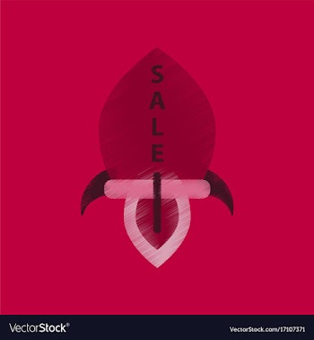 Flat shading style icon sale rocket vector image