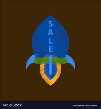 Flat shading style icon sale rocket vector image
