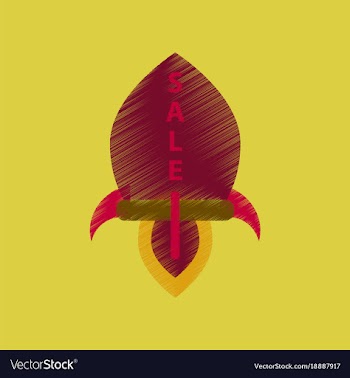 Flat shading style icon sale rocket vector image