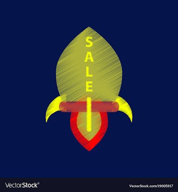 Flat shading style icon sale rocket vector image