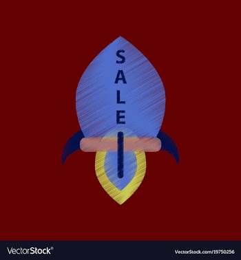 Flat shading style icon sale rocket vector image