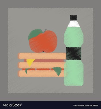 Flat shading style icon sandwich apple water vector image
