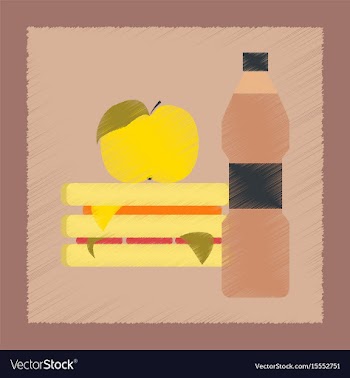 Flat shading style icon sandwich apple water vector image