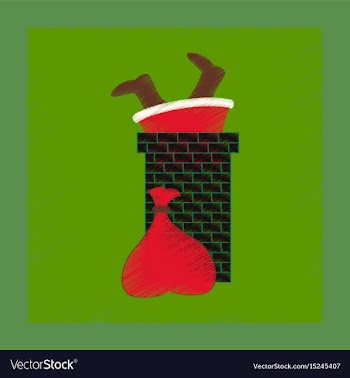 Flat shading style icon santa claus in chimney vector image