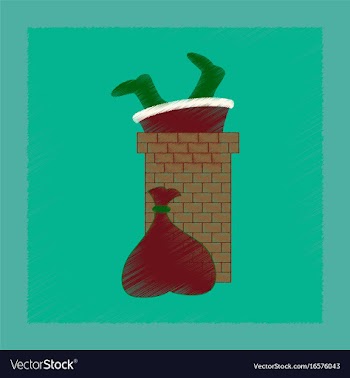 Flat shading style icon santa claus in chimney vector image
