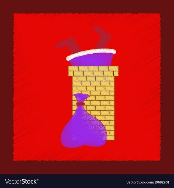Flat shading style icon santa claus in chimney vector image