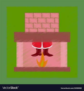 Flat shading style icon santa claus in fireplace vector image