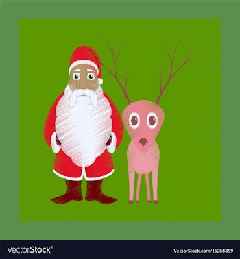 Flat shading style icon santa claus reindeer vector image