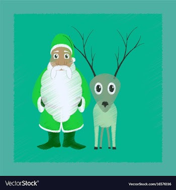 Flat shading style icon santa claus reindeer vector image
