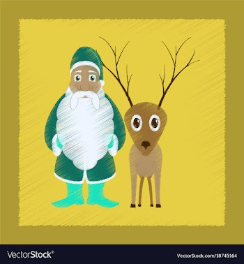 Flat shading style icon santa claus reindeer vector image