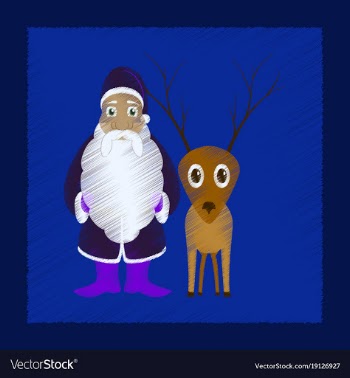 Flat shading style icon santa claus reindeer vector image