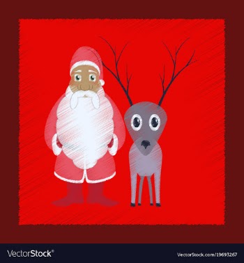 Flat shading style icon santa claus reindeer vector image