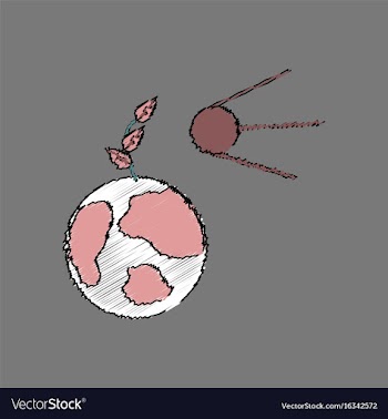 Flat shading style icon satellite and earth vector image