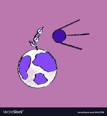 Flat shading style icon satellite and earth vector image