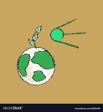 Flat shading style icon satellite and earth vector image