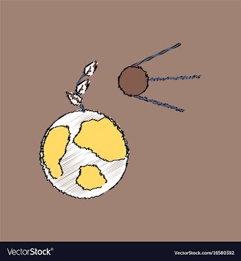 Flat shading style icon satellite and earth vector image