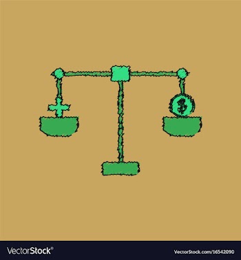 Flat shading style icon scales with cross and vector image
