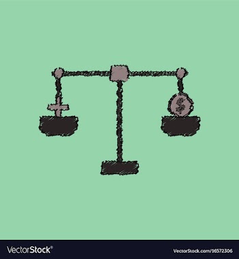 Flat shading style icon scales with cross and vector image