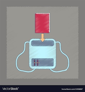 Flat shading style icon school bag backpack vector image