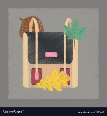 Flat shading style icon school bag leaves vector image