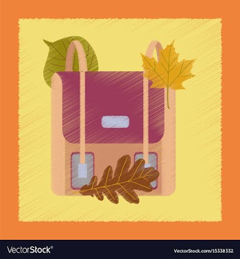 Flat shading style icon school bag leaves vector image