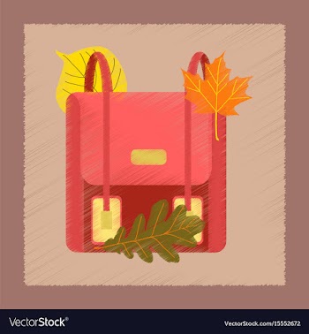 Flat shading style icon school bag leaves vector image