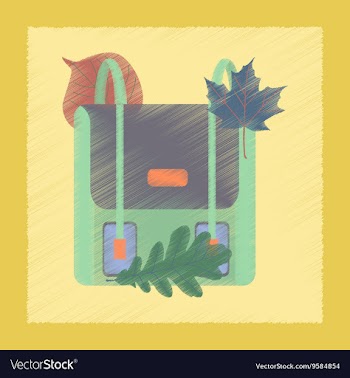Flat shading style icon school bag leaves vector image