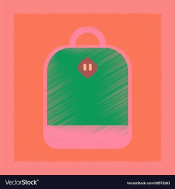 Flat shading style icon school bag vector image