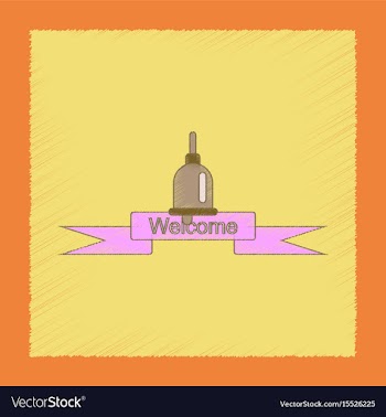 Flat shading style icon school bell vector image