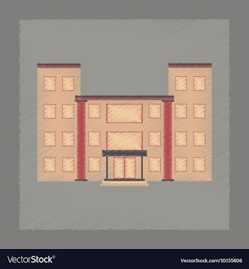 Flat shading style icon school building vector image