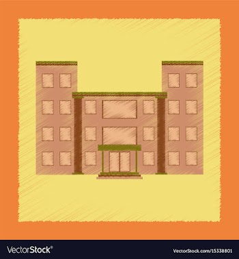 Flat shading style icon school building vector image