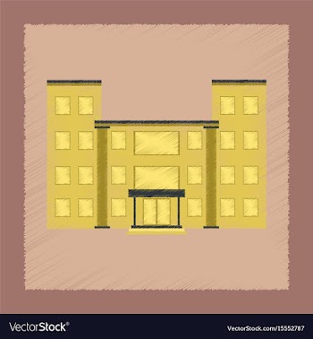 Flat shading style icon school building vector image