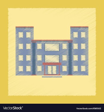 Flat shading style icon school building vector image