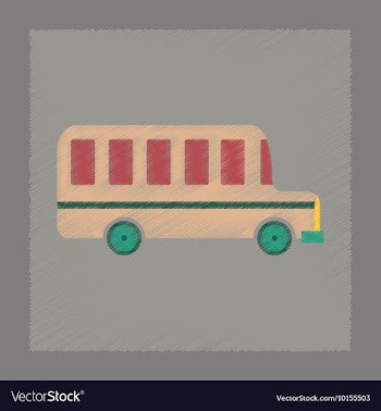 Flat shading style icon school bus vector image