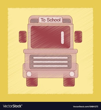 Flat shading style icon school bus vector image