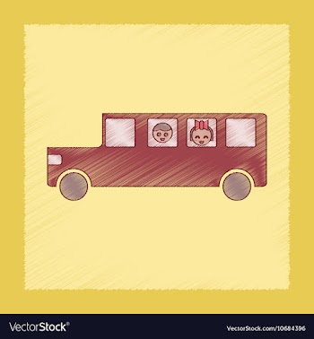 Flat shading style icon school bus vector image