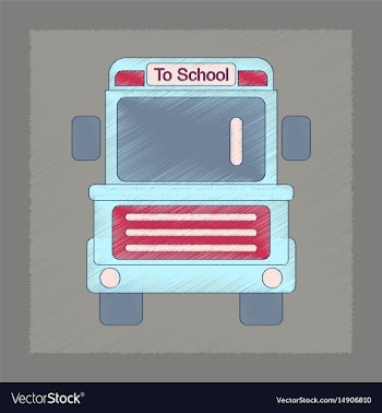 Flat shading style icon school bus vector image