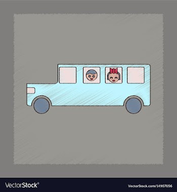 Flat shading style icon school bus vector image