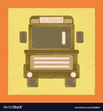 Flat shading style icon school bus vector image