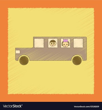 Flat shading style icon school bus vector image