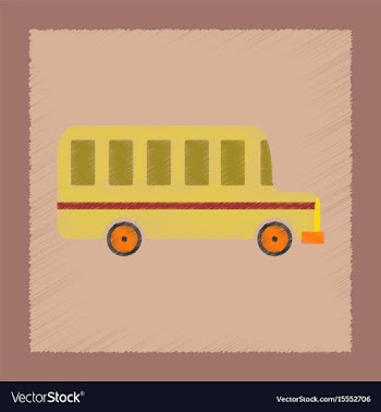 Flat shading style icon school bus vector image