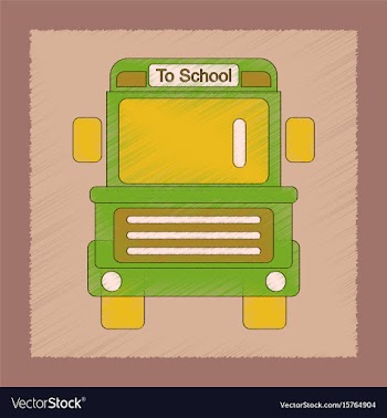 Flat shading style icon school bus vector image