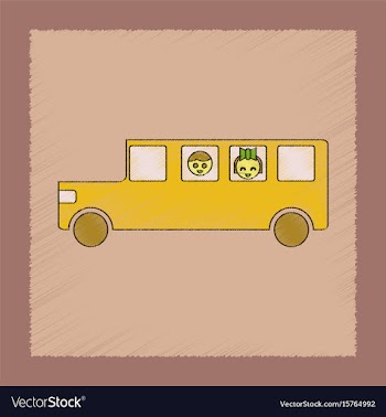 Flat shading style icon school bus vector image