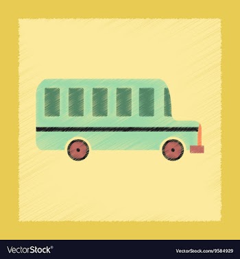 Flat shading style icon school bus vector image