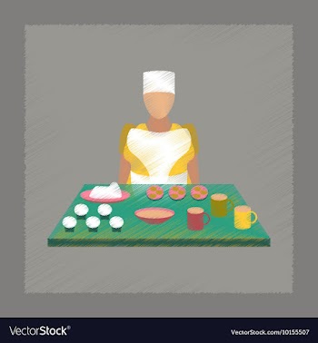 Flat shading style icon school cook vector image