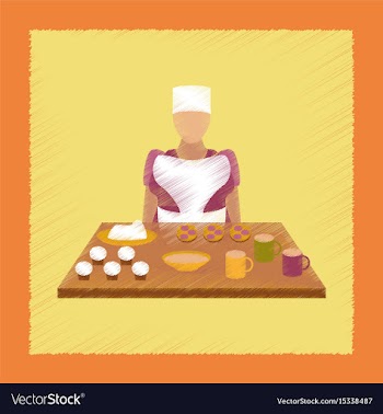 Flat shading style icon school cook vector image