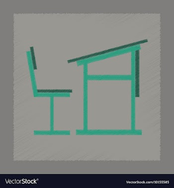 Flat shading style icon school desk chair vector image